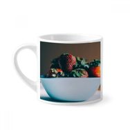 Dıythinker 170 ml Beyaz Taze Çilek Fotoğrafı Meyve Resmi Mini Kahve Seramik Kupa