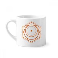 Dıythinker 170 ml Beyaz Totem Desenli Daire Sembollü Çiçek Mini Kahve Seramik Kupa