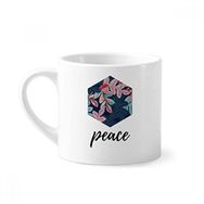 Dıythinker 170 ml Beyaz Toz Yapraklı Çizim Sanatı Bitki Mini Kahve Seramik Kupa