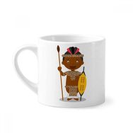 Dıythinker 170 ml Beyaz Tribe Güney Afrika Çizgi Film Mini Kahve Seramik Kupa