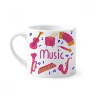 Dıythinker 170 ml Beyaz Trombon Gitar Müzik Enstrüman Desenli Mini Kahve Seramik Kupa