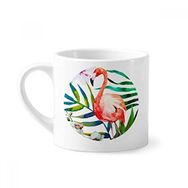 Dıythinker 170 ml Beyaz Tropik Bitkiler Flamingo Çiçekler Mini Kahve Seramik Kupa