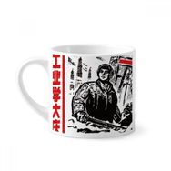 Dıythinker 170 ml Çekiç Kulesi Lambası Çin Çalışanı Mini Beyaz Çömlekçilik Seramik Saplı Kupa