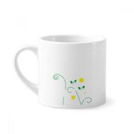 Dıythinker 170 ml Çiçek Bitkileri Yeşil Yapraklar Petal Mini Beyaz Çömlekçilik Seramik Saplı Kupa