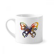 Dıythinker 170 ml Çiçek Desenli Kelebekler Grafiti Mini Beyaz Çömlekçilik Seramik Saplı Kupa