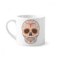 Dıythinker 170 ml Çiçek Kuş Sirüs Pembe Kafatası İllüstrasyon Mini Beyaz Çömlek Seramik Saplı Kupa