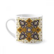 Dıythinker 170 ml Çiçek Yaprağı Tekrar Modern Desenli Mini Beyaz Çömlekçilik Seramik Saplı Kupa