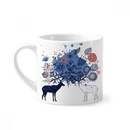 Dıythinker 170 ml Çift Geyik Geyik Geyiği Yaprakları Bitki Mini Beyaz Çömlek Seramik Saplı Kupa
