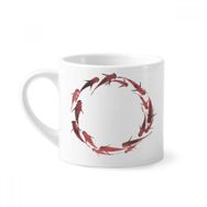 Dıythinker 170 ml Çin Kırmızı Sazan Balık Hayvan Mini Beyaz Çömlekçilik Seramik Saplı Kupa