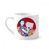 Dıythinker 170 ml Çin Kültürü Kırmızı Kadın Mini Beyaz Çömlekçilik Seramik Saplı Kupa