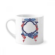 Dıythinker 170 ml Çin Kültürü Mavi Çiçek Tutkulu Mini Beyaz Çömlekçilik Seramik Saplı Kupa