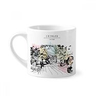 Dıythinker 170 ml Çin Lijiang'da Huzurlu Bir Pavilion Mini Beyaz Çömlek Seramik Saplı Kupa