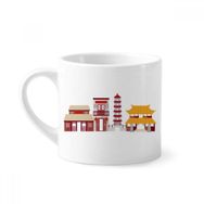 Dıythinker 170 ml Çin Mimarisi Kapısı Çin Desenli Mini Beyaz Çömlek Seramik Saplı Kupa
