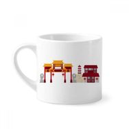 Dıythinker 170 ml Çin Mimarisi Taş Aslan Desenli Mini Beyaz Çömlekçilik Seramik Saplı Kupa