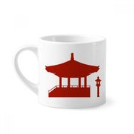 Dıythinker 170 ml Çin Pavilion Kültür Silüeti Desenli Mini Beyaz Çömlekçilik Seramik Saplı Kupa