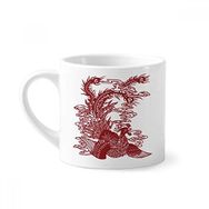 Dıythinker 170 ml Çin Phoenix Kuş Hayvan Portre Mini Beyaz Çömlekçilik Seramik Saplı Kupa