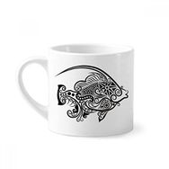 Dıythinker 170 ml Çizgi Çizim Balık Desenli Mini Beyaz Çömlek Seramik Saplı Kupa