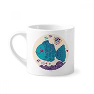 Dıythinker 170 ml Çizgi Çizim Karikatür Deniz Balıkları Mercanlar Mini Beyaz Çömlek Seramik Saplı Kupa