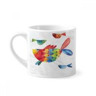 Dıythinker 170 ml Çizgi Film Balık Renkli Hayvan Mini Beyaz Çömlek Seramik Saplı Kupa