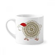 Dıythinker 170 ml Çizgi Film Koyun Noel Şapkası Çorap Mini Beyaz Çömlekçilik Seramik Saplı Kupa