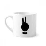 Dıythinker 170 ml İki Jest Silüeti Desenli Mini Beyaz Çömlekçilik Seramik Saplı Kupa