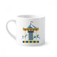 Dıythinker 170 ml İnanılmaz Komik Park Carousel İllüstrasyon Mini Beyaz Çömlek Seramik Saplı Kupa