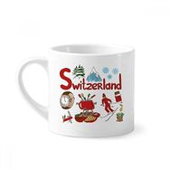 Dıythinker 170 ml İsviçre Ulusal Simge Simgesi Mini Beyaz Çömlekçilik Seramik Saplı Kupa