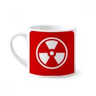 Dıythinker 170 ml İyonizasyon Radyasyonu Kırmızı Kare Uyarı İşareti Mini Beyaz Çömlek Seramik Saplı Kupa