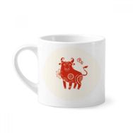 Dıythinker 170 ml Öküz Yılı Hayvan Çin Zodyak Kırmızı Mini Beyaz Çömlek Seramik Saplı Kupa