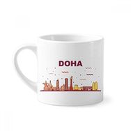 Dıythinker 170 ml Şehir Simgesi İnşaat Doha Mini Beyaz Çömlekçilik Seramik Saplı Kupa