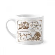 Dıythinker 170 ml Şükran Günü Mühür Gri Desenli Mini Beyaz Çömlekçilik Seramik Saplı Kupa