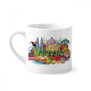 Dıythinker 170 ml Twinstower Malezya Grafiti Mini Beyaz Çömlek Seramik Saplı Kupa