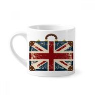 Dıythinker 170 ml Union Jack Retro Valiz Britanya İngiltere Bayrağı Kültür Mini Beyaz Çömlek Seramik Saplı Kupa
