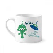 Dıythinker 170 ml Universe And Alien Hello Alien Mini Beyaz Çömlekçilik Seramik Saplı Kupa
