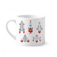 Dıythinker 170 ml Uzay Gemisi Roket Astronomi Piksel Mini Beyaz Çömlekçilik Seramik Saplı Kupa