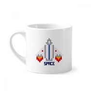 Dıythinker 170 ml Uzay Gemisi Take Off Universe Pixel Mini Beyaz Çömlek Seramik Saplı Kupa