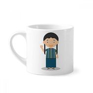 Dıythinker 170 ml Uzun Pigtail Guatemala Çizgi Film Mini Beyaz Çömlek Seramik Saplı Kupa