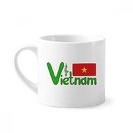 Dıythinker 170 ml Vietnam Ulusal Bayrağı Kırmızı Yeşil Desenli Mini Beyaz Çömlek Seramik Saplı Kupa