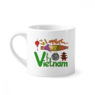 Dıythinker 170 ml Vietnam Ulusal Simge Simgesi Desenli Mini Beyaz Çömlek Seramik Saplı Kupa