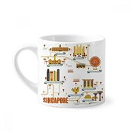 Dıythinker 170 ml Vintage Singapur Simgesi Mini Beyaz Çömlekçilik Seramik Saplı Kupa
