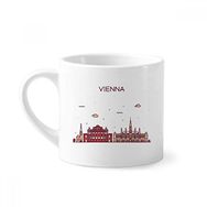 Dıythinker 170 ml Viyana Avusturya Düz Kent Simgesi Desenli Mini Beyaz Çömlek Seramik Saplı Kupa