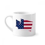 Dıythinker 170 ml Washington Amerika Haritası Yıldızlar Çizgili Bayrak Mini Beyaz Çömlek Seramik Saplı Kupa