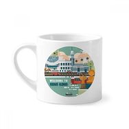 Dıythinker 170 ml Wellcome To Hong Kong Çin Mini Beyaz Çömlekçilik Seramik Saplı Kupa