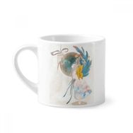 Dıythinker 170 ml Wing Çin Klasik Stil İllüstratör Mini Beyaz Çömlek Seramik Saplı Kupa