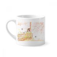 Dıythinker 170 ml Xinghua Kırlangıç Çin Stili Suluboya Mini Beyaz Çömlek Seramik Saplı Kupa