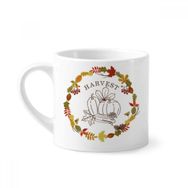 Dıythinker 170 ml Yaprak Şükran Günü Çelenk Desenli Mini Beyaz Çömlekçilik Seramik Saplı Kupa
