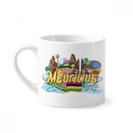 Dıythinker 170 ml Yedi Renkli Dünya Mauritius Grafiti Mini Beyaz Çömlek Seramik Saplı Kupa
