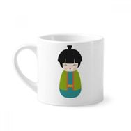 Dıythinker 170 ml Yeşil Kimono Bebek Sanatı Japon Mini Beyaz Çömlekçilik Seramik Saplı Kupa
