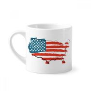 Dıythinker 170 ml Yıldızlar ve Çizgiler Amerika Bayrağı Haritası Ülke Mini Beyaz Çömlekçilik Seramik Saplı Kupa