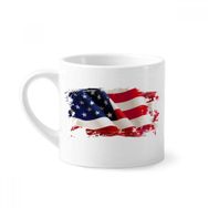 Dıythinker 170 ml Yıldızlar ve Çizgiler Hava Fırçalama Amerika Bayrağı Mini Beyaz Çömlek Seramik Saplı Kupa